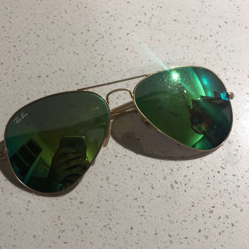 Ray Ban green/teal reflective aviators